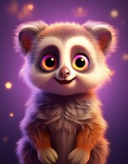 Niedliches Loris, lila Hintergrund