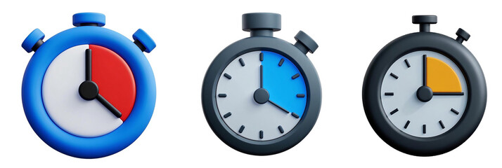 Timer icon isolated on white, cartoon 3d render, 300dpi