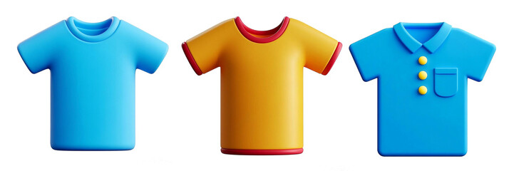 T-shirt icon isolated on white, cartoon 3d render, 300dpi