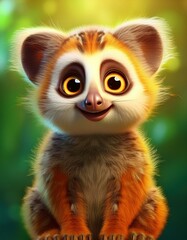 Niedliches Loris, gr&uuml;ner Hintergrund