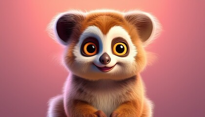 Fototapeta premium Niedliches Loris, rosa Hintegrund