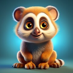 Niedliches Loris, blauer Hintergrund