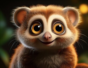 Niedliches Loris, schwarzer Hintergrund