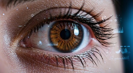 Close-up Human Eye with Data Overlay for Vision Technology Concept