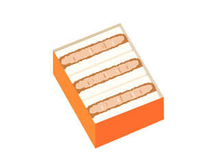 箱に入ったカツサンドをイメージしたイラスト