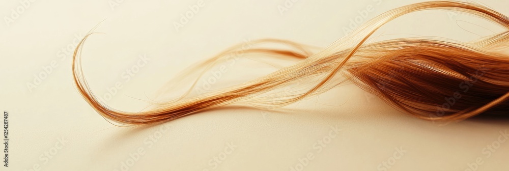 Poster Close view of a broken hair strand on a smooth surface reflecting light under natural conditions. Generative AI