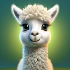 Niedlicher Alpaka, gr&uuml;ner Hintergrund