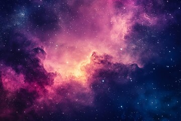 Colorful cosmic nebula with stars and vibrant interstellar gas clouds in deep space