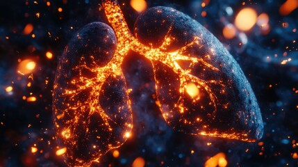 Obraz premium Exploring lungs illuminating structure science lab 3d animation abstract close-up