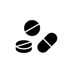 Pills icon vector illustration. capsule icon. Drug sign and symbol