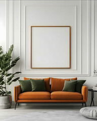 mock up in modern interior design background office with velvet sofa Scandinavians stylein vertical orientation