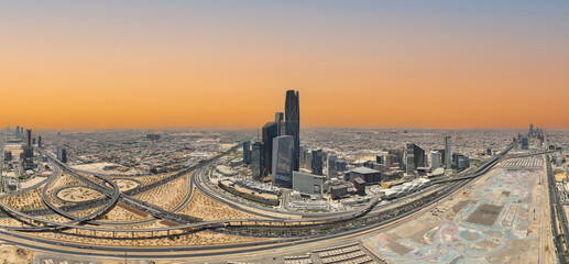 Riyadh Saudi Arabia KAFD panoramic drone aerial view