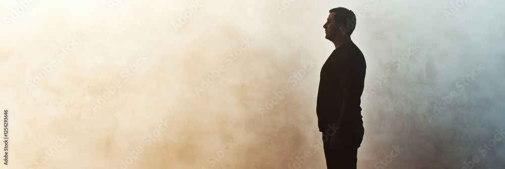 Poster weight loss transformation silhouette showcasing before and after results with foggy background. gen