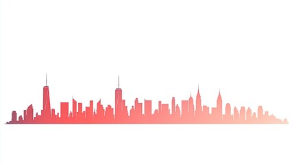 Silhouette of a vibrant city skyline at sunset with gradient colors reflecting urban life