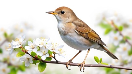 Bird on Branch with Blossoms