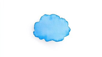 Soft blue watercolor cloud shape isolated on white background, ideal for design and art projects