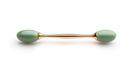 Elegant jade facial roller with gold accents on a clean white background, ideal for beauty routines