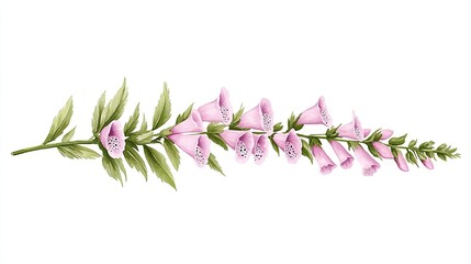 Delicate pink foxglove flowers arranged elegantly on a white background showcasing nature's beauty