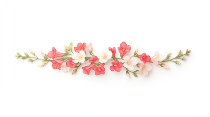 Delicate floral arrangement featuring pink and white blossoms on a clean white background