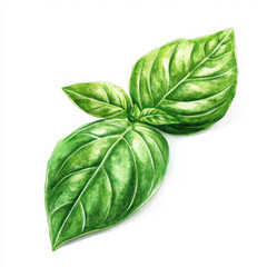 Fototapeta premium Watercolor basil leaves, depicted with freshness and detail