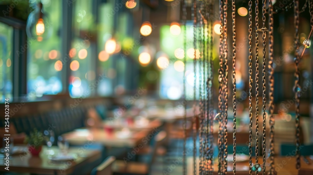Poster a farmtotable restaurant with chains adorning the walls emphasizing how blockchain is allowing for d