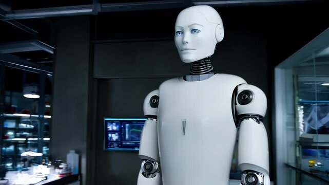 Futuristic Robot in Laboratory