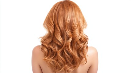Fototapeta premium Gorgeous Long Wavy Hair in Vibrant Copper Color on White Background for Beauty and Fashion Use,3D rendering
