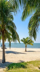Fototapeta premium Tropical beach scene with palm trees