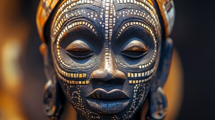 Intricately carved mask reflecting cultural artistry and significance from West Africa's rich heritage of craftsmanship and tradition