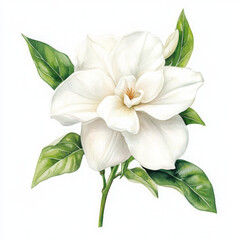 Obraz premium White flower shines in realistic style, beautiful floral illustration
