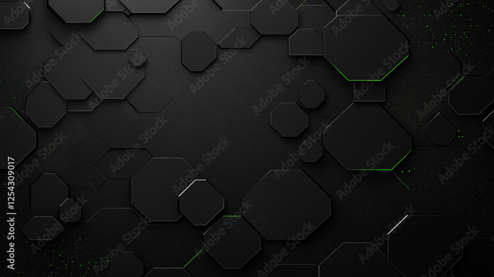 Poster dark hexagon pattern: abstract background featuring a geometric pattern of dark gray octagons with s
