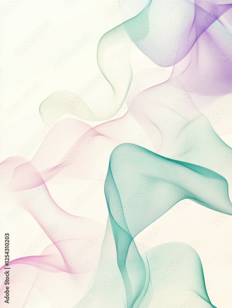 Leinwandbilder flowing abstract lines evoke the essence of spring breezes with gentle pastel tones and spacious bla