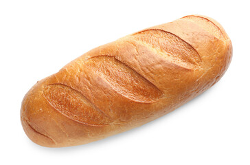 One freshly baked bread isolated on white, top view