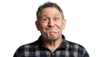 Obraz premium Mature man making grimace with transparent background