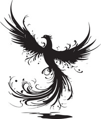 vector silhouette of a bird on white background