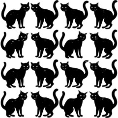 set of cats silhouettes