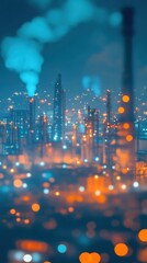 Naklejka premium Blurred city image showcasing hydrogen energy for future urban environmental solutions