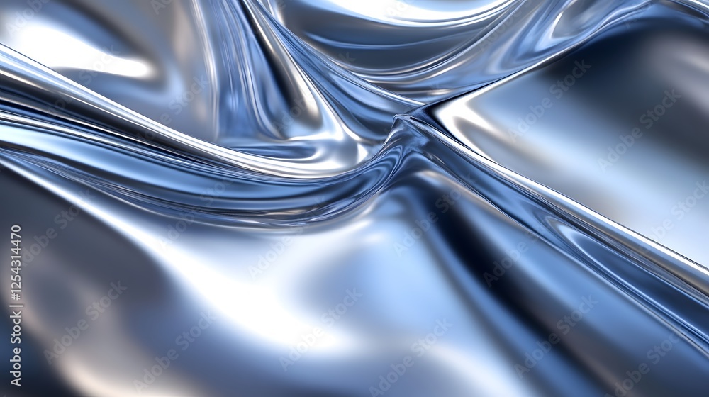 Poster abstract digital rendering of flowing metallic textile
