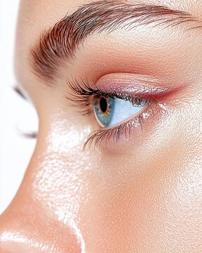 Split Face Portrait Composite Makeup Close-up Fair Skin Eyeliner Eyeshadow Contouring Highlighting