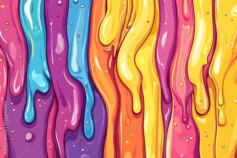 Poster abstract image of multicolored viscous drips