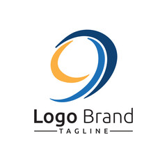 Fototapeta premium 9 Nine Number Abstract Business Logo Template