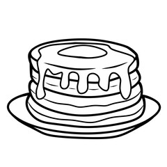 Line art Pancake on a plate