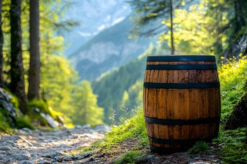Obraz premium Ancient wooden barrels in rural corners