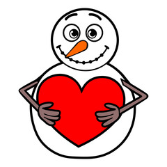 Cute Snowman Holding Heart Illustration