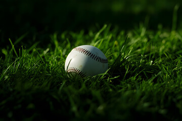 Golden sky at sunset over a baseball field, with bases standing in fading light, nostalgic atmosphere