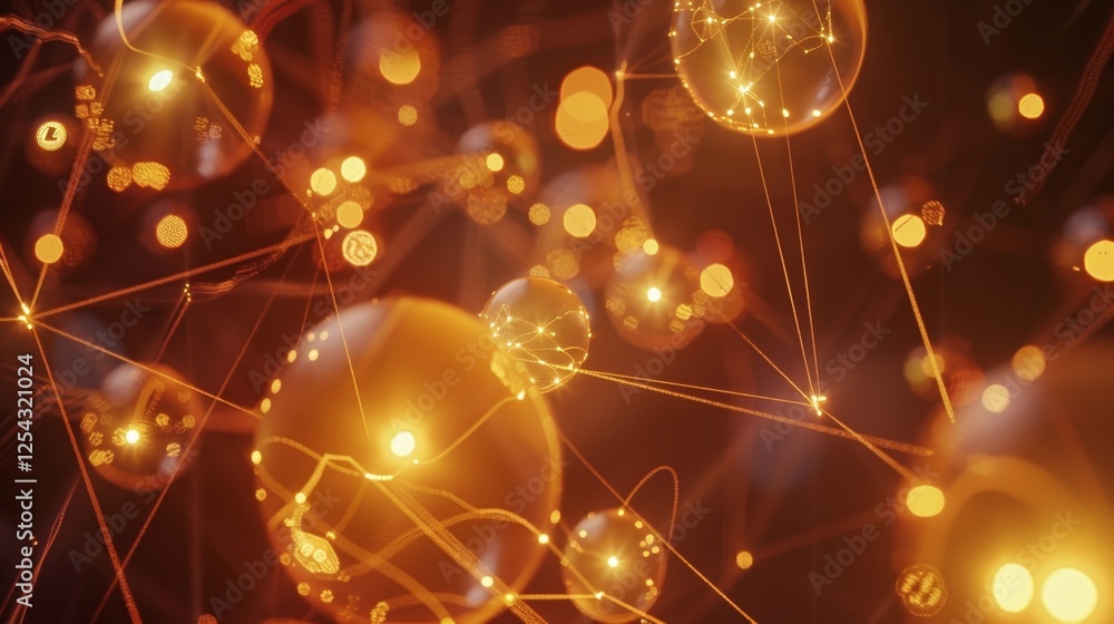 Poster a network of glowing orbs each representing a different crypto community connected by shining lines 
