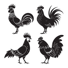 black poultry black silhouette set domestic