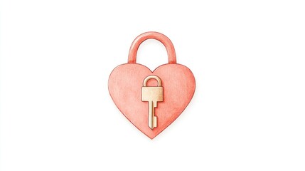 A heart-shaped padlock with a key symbolizing love and security on a clean background