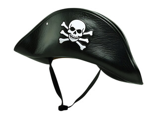 A black pirate hat with a gold skull and crossbones emblem on the front and gold trim around the brim. Perfect for costume parties, Halloween, or pirate-themed events