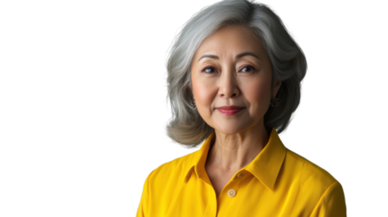 Mature woman smiling with transparent background